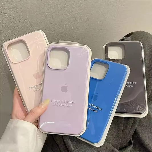 Original Official Apple Silicone Cases For iPhone 13 14 15 12 16 Pro Max Full Protector Full Apple Logo Phone Cover With Box