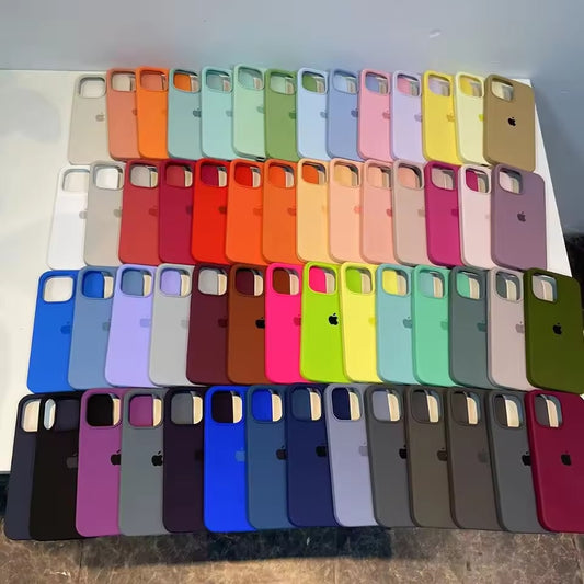 Original Official Apple Silicone Cases For iPhone 13 14 15 12 16 Pro Max Full Protector Full Apple Logo Phone Cover With Box